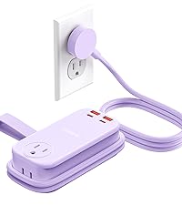 ORICO 20W USB-C PD Travel Power Strip, 4 AC Outlets 3 USB Ports (Fast Charging), 4FT Flat Plug Exten...
