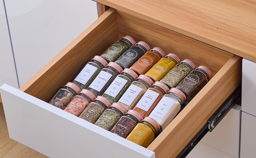spice jars with label