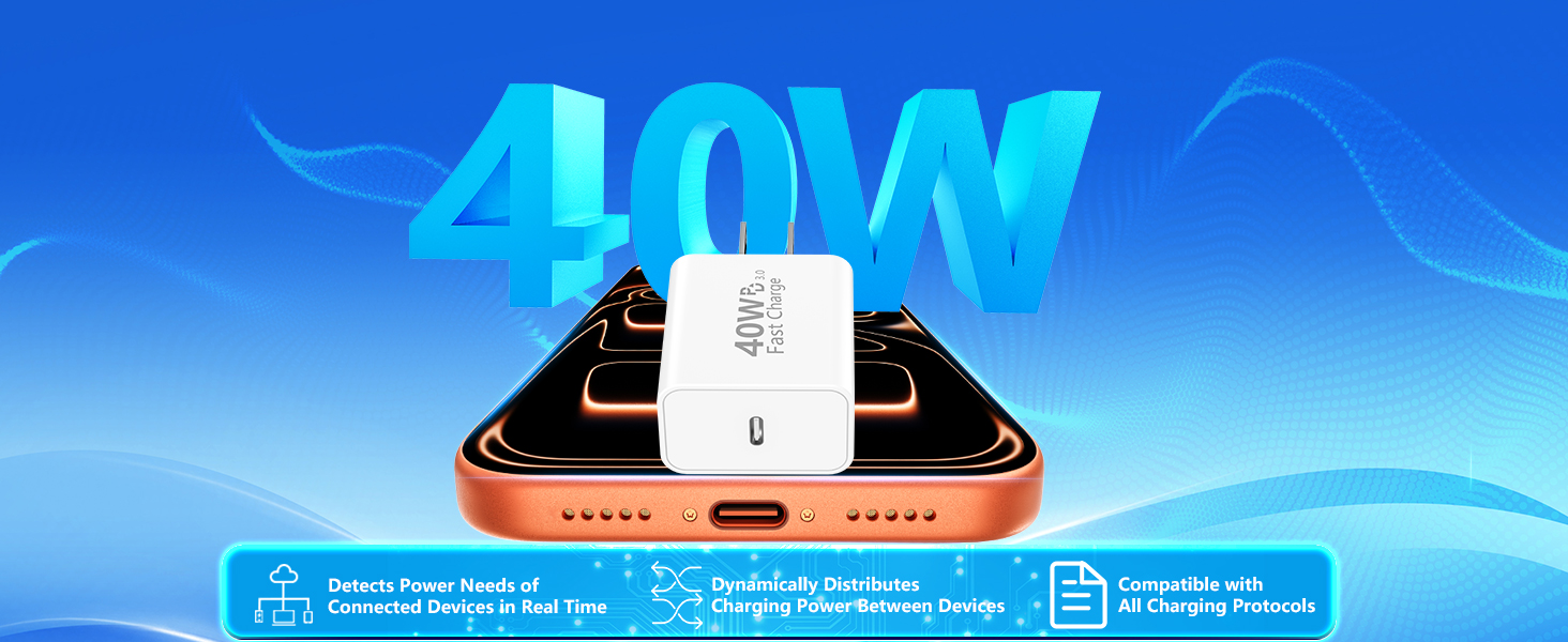 MFi Certified 2Pack 40W Dynamic Power Adapter USB C Charger Block Type C Wall Charger for iPhone 17