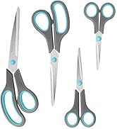 Asdirne Scissors Set of 4, Premium Stainless Steel Razor Blades, Ergonomic Semi-Soft Rubber Grip,...