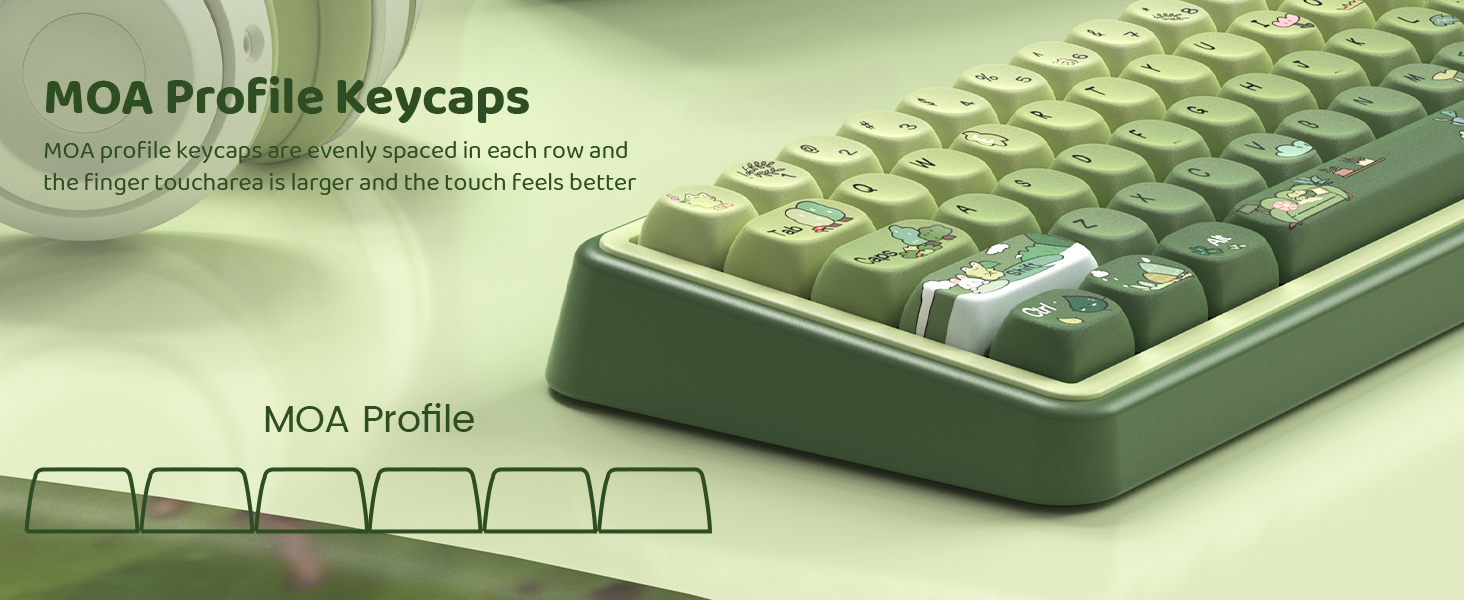 Green Frog Keycap Set, PBT Custom Keycaps 60% 75% 100%,dye Sublimation Keyboard Key caps,MOA Profile