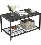 VINGLI Outdoor Coffee Table with Double-Layer Storage, Rectangle Weather-Resistant Patio Coffee T...