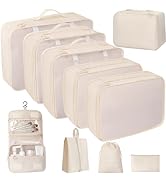 10 Pcs Set Packing Cubes - Travel Packing Organizers, Expandable Suitcase Organizer, Luggage Orga...