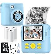 Instant Print Camera for Kids with 3 Rolls of Printer Paper, 1080P Toddler Digital Camera Toys fo...