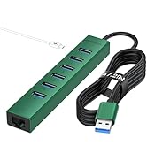 7 Ports USB 3.0 Hub, USB to Network HUB with 6 USB 3.0 Data Transmission, Gigabit Ethernet Port a...