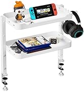 ARES WING 2-Tier Clamp On Desk Shelf, 16 inch Adjustable Above or Under Desk Storage Shelves Hold...