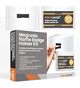 Performore 100 Pack of Magnetic Name Badge Holder Kit with Paper Inserts - 4 x3 Horizontal ID Car...
