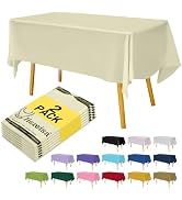 Hereisa Ivory Plastic Tablecloths 2 Pack Cream Disposable Table Covers 54 x 108 Inch Bridal Party...