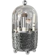 J Warrior Makeup Brush Holder with Lid 360° Rotating Dustproof Cosmetic Tools Organizer with Cove...
