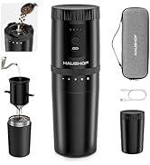HAUSHOF Portable Coffee Maker, Camping Coffee Makers Travel Mini Coffee Maker, Portable Travel Co...