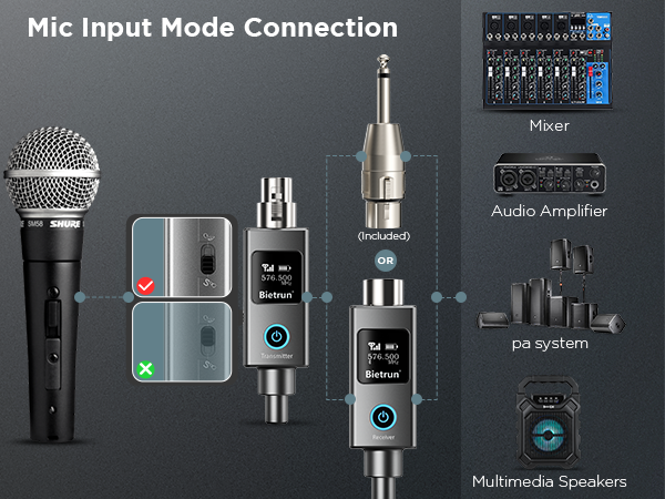 XLR Microphone wireless microphone audio transmitter and receiver wireless microphones systems