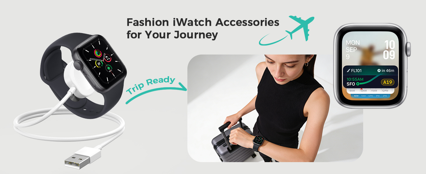 Text reads 'Fashion Watch Accessories for Your Journey'. Collection of tech accessories and watches displayed in multiple product shots.