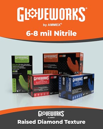 Raised Diamond Texture Nitrile Gloves by GLOVEWORKS
