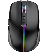 Rechargeable Bluetooth Mouse for MacBook, 6 Buttons, Comfortable to Hold, Quad-Mode(BT1/BT2/USB/T...