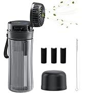 HandFan 20oz Water Bottle with Straw &amp; Filter, BPA Free Water Flask Portable Rechargeable Cover H...