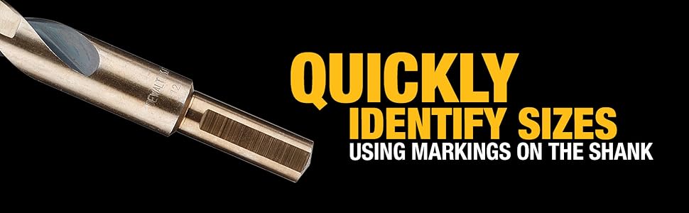 quickly identify sizes using markings on the shank