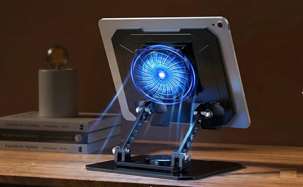 single turbo fan laptop cooling stand rear view airflow