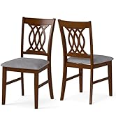 Giantex Upholstered Dining Chairs Set of 2, Farmhouse Fabric Side Chairs w/Cushioned Seats, Patte...