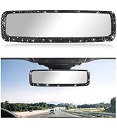 YTFRL Car Bling Rear View Mirror, Sparkly HD Glass Crystal Diamond Studded Rhinestone Rearview Mi...