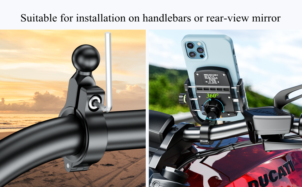 Phone holder for motorcycle handlebar &amp;amp; mirror