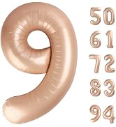 Light Brown 9 Balloon, Tan Number Balloons 40 Inch, 9th Giant Beige Birthday Decorations for Boys...