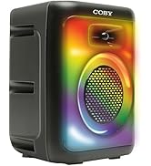 COBY Portable True Wireless Light-Up Party Speaker | 7 Hours Total Playtime | 11 Colorful LED Lig...