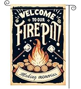 Nuxovilar Camping Polyester Garden Flag,Rustic Campsite Cozy Vibe Decor, Nature Camping Flag (Fir...