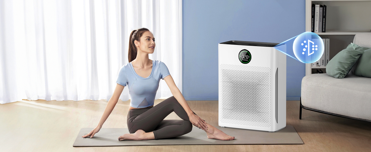 Energy-efficient air purifier with filter change reminder, low maintenance for busy households