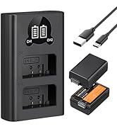 K&amp;F CONCEPT 1600mAh EN-EL25 Battery 2-Pack EN-EL25A Battery and Dual LCD Battery Charger for Niko...