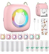 HUIJUTCHEN Mini Printer Portable, Bluetooth Pocket Thermal Sticker Printer with 10 Rolls Thermal ...