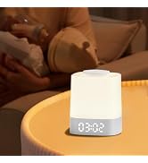 Lyridz LED Nursery Night Light with Clock, Portable Breastfeeding Table Lamp for Baby with Remote...