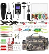 mouhike 113Pcs Fishing Tool Kit, Fishing Bag, Fishing Pliers Hook Remover, Fish Lip Gripper, Fish...