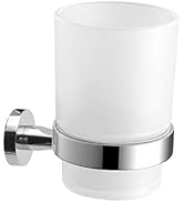 Toothbrush Holder Wall Mounted with Satined Cup with Chrome-Plated Holder,Metal Stainless Steel