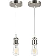 Ascher 2 Pack Pendant Light Kit, E26 Lamp Socket Industrial Vintage Pendant Light Cord, 3.94ft Ad...