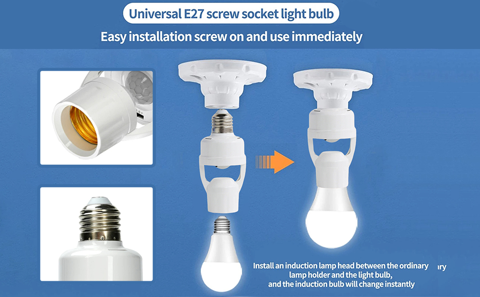Universal E27 screw socket light bulb Easy installation screw on and use immediately