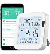 WiFi Thermometer Hygrometer: Smart Temperature Humidity Sensor with Backlit LCD Screen, Free App ...