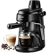 SHARDOR 3.5 Bar Espresso Machine – 4-Cup Compact Espresso Maker with Milk Frother, 800 W Preheati...