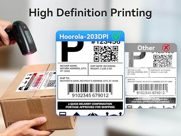 203dpi high resolution thermal printer head crystal clear scannable barcodes inkless technology