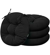 idee-home Outdoor Bistro Chair Cushions, 15”x15”x 4” Thick Outdoor Round Seat Cushions Set of 4 T...