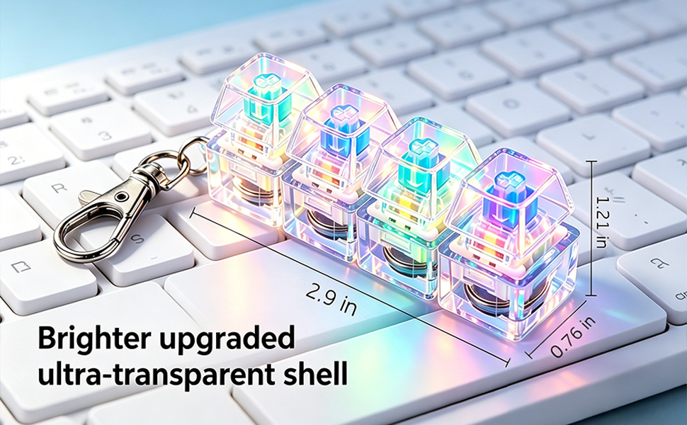 Upgraded Transparent RGB Fidget Keyboard Keychain