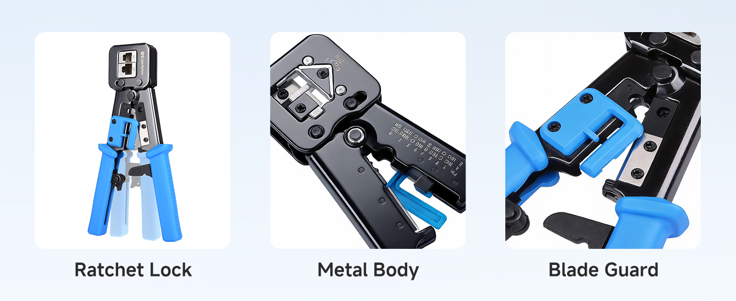 Modular RJ45 Crimp Tool (Ethernet Crimper) with Built-in Wire Cutter and Stripper