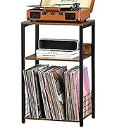LELELINKY 3 Tier End Table,Record Player Stand with Storage Up to 100 Albums,Turntable Stand for ...