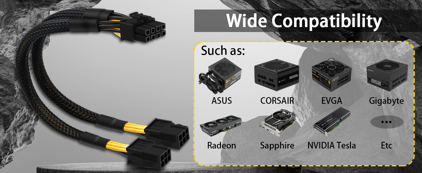 Dual 6 Pin to 8 Pin GPU Adapter