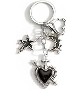 SHTALHST Gothic Heart Keychain with Coffin Charm Cool Dark Romance Keycharm for Women Alternative...