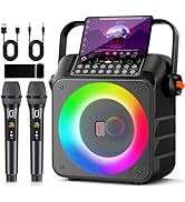 Karaoke Machine for Adults Kids: HWWR Portable Bluetooth Speaker with 2 Wireless Microphones, 6.5...