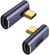 GodSpin USB C Angle Adapter 40Gbps [2 Pack] 90 Degree USB C Type C Angled USB-C Male to Female Ad...