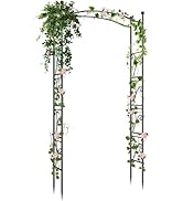 Garden Arch Trellis 7FT Wedding Arch Backdrop Stand, Metal Garden Arbor Trellis for Plant Climbin...