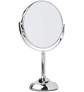 JERDON 6" Tabletop Makeup Mirror - 10X Magnification - Chrome - JP910CB | Two-Sided Swivel Design...