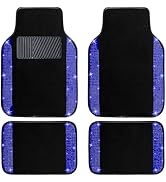 NBTEPEM Blue Bling Car Floor Mats Full Set, Universal Fit Most Cars,SUV, Trucks, 4 pcs Sparkle Gl...