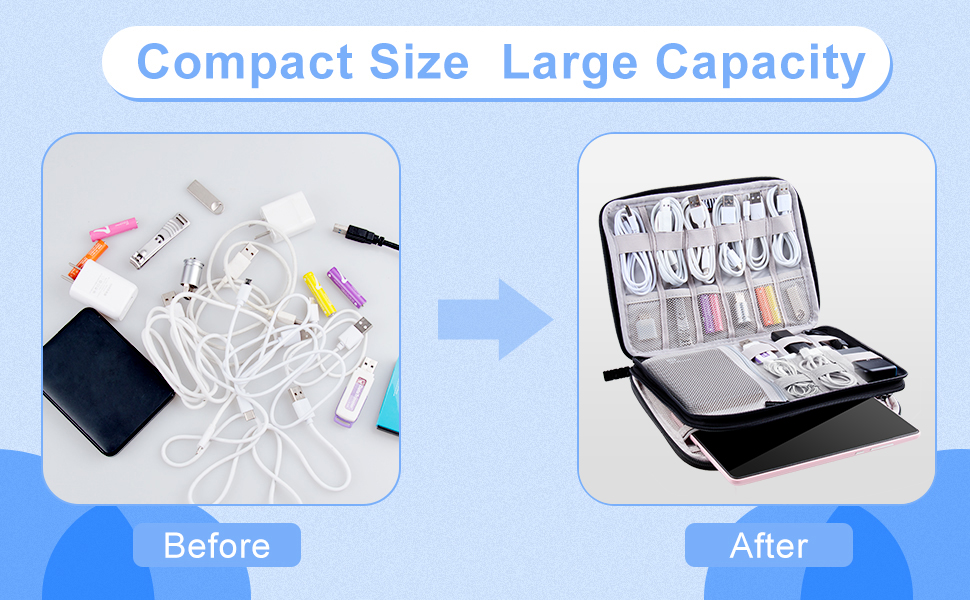 PORTABLE &amp; LARGE CAPACITY cable organizer bag